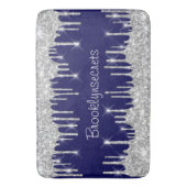 Tropfen Glitzer Effekt Blue Navy Course Name Silve Badematte (Vorderseite Vertikal)