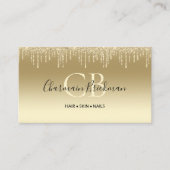 Tropfen Glitzer Gold Monogram Visitenkarte (Vorderseite)