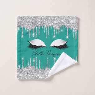 Tropfen Glitzer Mint Greeen Lashes Waschlappen