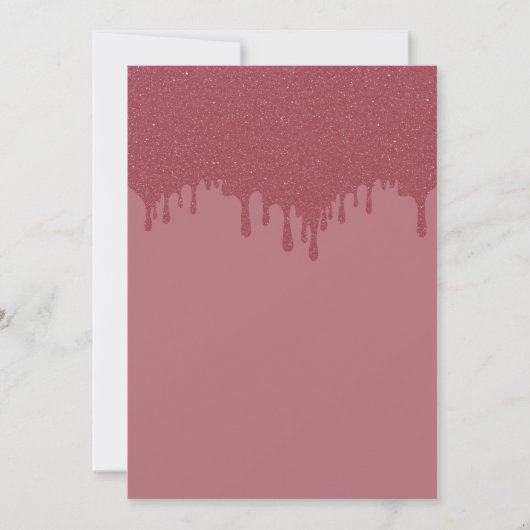 Tropfen Glitzer Rose Gold Einladung Custom (Vorderseite)