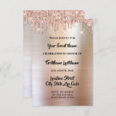 Tropfen Glitzer Tropfen Rose Bridal Wedding Einladung (Vorne/Hinten)