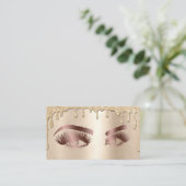 Tropfen Gold Makeup Artist Auge Beauty Salon Lash Visitenkarte (Stehend Vorderseite)