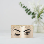 Tropfen Gold Makeup Wink Augen Beauty Salon Lash Visitenkarte (Stehend Vorderseite)