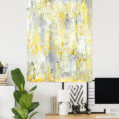 'Tropfen' Graue und gelbe Abstrakte Kunst Poster d (Heimbüro)