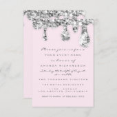 Tropfen Gray Pink Silver Glitzer Bridal Sweet 16. Einladung (Vorne/Hinten)
