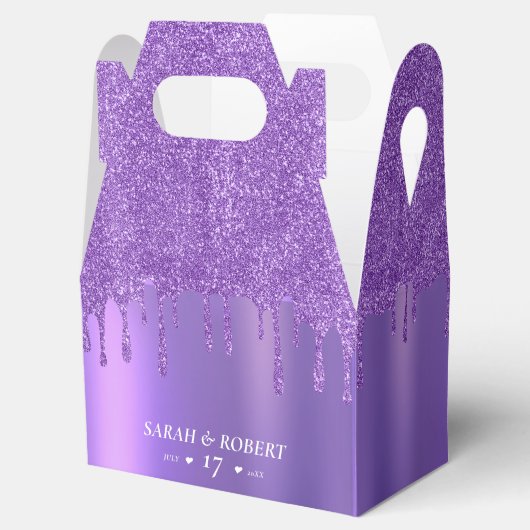 Tropfen-Hochzeit mit lila Glitzer Geschenkschachtel (Geöffnet)