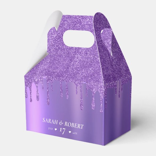 Tropfen-Hochzeit mit lila Glitzer Geschenkschachtel (Vorderseite)