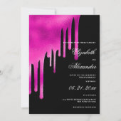 Tropfen Hochzeitsfeiern in Rosa Einladung (Vorderseite)