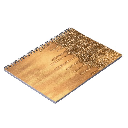 Tropfen in Gold Honey Glitzer Hübsche Tropfen Notizblock (Linke Seite)