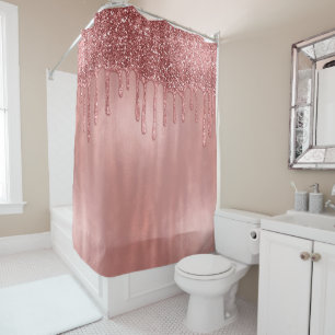 Tropfen in Rose Gold Glitzer Hübsch Rosa Tropfen Duschvorhang