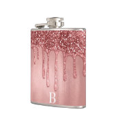 Tropfen in Rose Gold Glitzer Hübsch Rosa Tropfen Flachmann (Links)