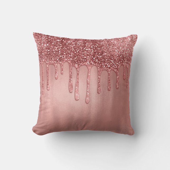 Tropfen in Rose Gold Glitzer Hübsch Rosa Tropfen Kissen (Vorderseite)