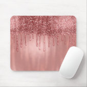 Tropfen in Rose Gold Glitzer Hübsch Rosa Tropfen Mousepad (Mit Mouse)