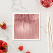 Tropfen in Rose Gold Glitzer Hübsch Rosa Tropfen Serviette (Beispiel)