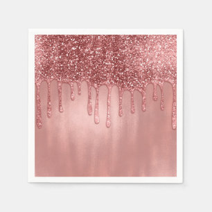 Tropfen in Rose Gold Glitzer Hübsch Rosa Tropfen Serviette