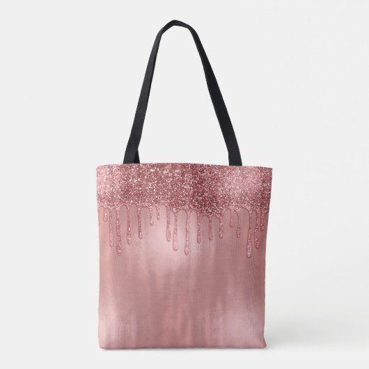 Tropfen in Rose Gold Glitzer Hübsch Rosa Tropfen Tasche (Rückseite)