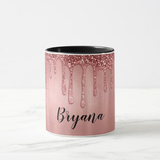 Tropfen in Rose Gold Glitzer Hübsch Rosa Tropfen Tasse (Zentrum)