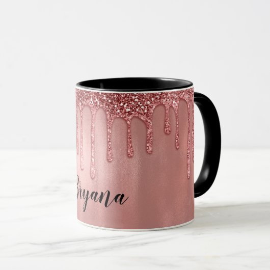 Tropfen in Rose Gold Glitzer Hübsch Rosa Tropfen Tasse (VorderseiteRechts)