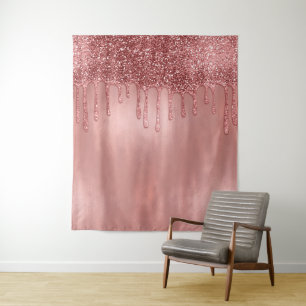Tropfen in Rose Gold Glitzer Hübsch Rosa Tropfen Wandteppich