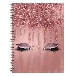 Tropfen in Rose Gold Glitzer Pink Tropfen Lashes Notizblock