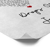 Tropfen Jupiter Gray Heart Song Lyric Print Poster (Ecke)