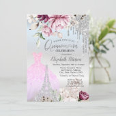 Tropfen, Kleidung, Eiffelturm Lilac Rose Quinceañe Einladung (Stehend Vorderseite)