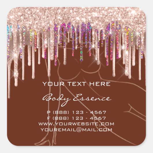 Tropfen Körperformseife Balsam Kosmetische Burgund Quadratischer Aufkleber (Vorderseite)