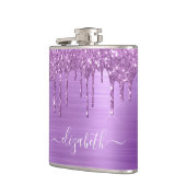 Tropfen lila Glitzer Personalisiert Flachmann (Links)