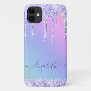 Tropfen lila Glitzer Personalisiert Rainbow Case-Mate iPhone Hülle