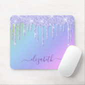 Tropfen lila Glitzer Personalisiert Regenbogen Mou Mousepad (Mit Mouse)