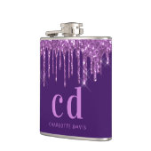 Tropfen lila Glitzer rosa benutzerdefinierte Monog Flachmann (Links)