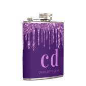 Tropfen lila Glitzer rosa benutzerdefinierte Monog Flachmann (Rechts)