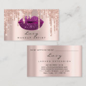Tropfen Lila Lips Glitzer Tropfen Makeup Terminkarte (Vorne/Hinten)