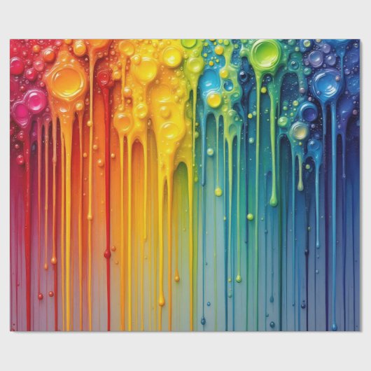 Tropfen mit dynamischem Regenbogen-Effekt Geschenkpapier (Flach)