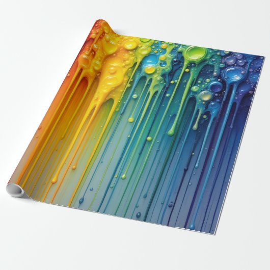 Tropfen mit dynamischem Regenbogen-Effekt Geschenkpapier (Ungerollt)