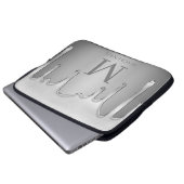 Tropfen mit flüssigem Chrome Silver Metal Monogram Laptopschutzhülle (Vorne Knopf)