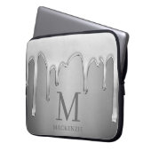 Tropfen mit flüssigem Chrome Silver Metal Monogram Laptopschutzhülle (Vorderseite Links)