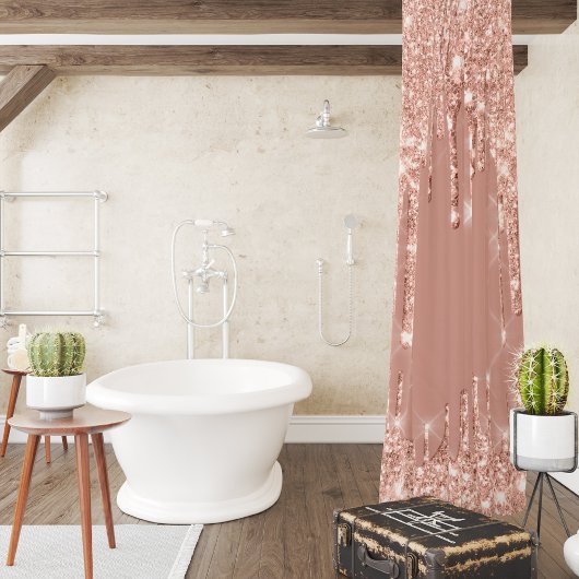 Tropfen mit funkelnd Glitzer Rosa Rosenblütenpulve Duschvorhang