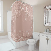 Tropfen mit funkelnd Glitzer Rosa Rosenblütenpulve Duschvorhang (Beispiel)