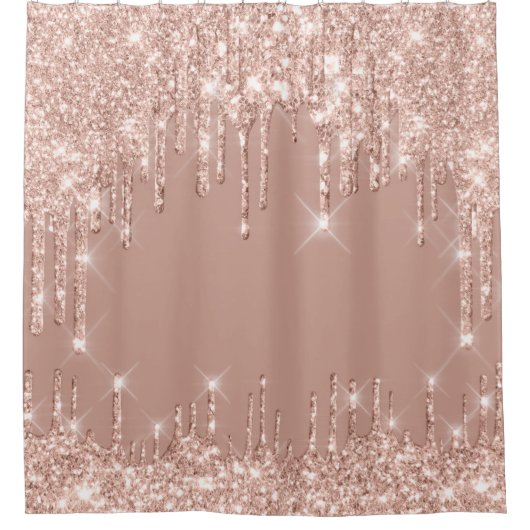 Tropfen mit funkelnd Glitzer Rosa Rosenblütenpulve Duschvorhang (Vorderseite)