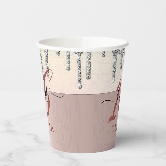 Tropfen mit funkelnd Glitzer Sweet 16 Sechzehn Pap Pappbecher (Links)