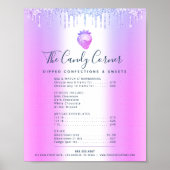 Tropfen mit lila Glitzer Dessert Sweet Menu Preisl Poster (Vorne)