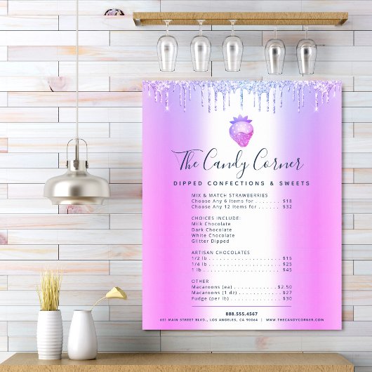 Tropfen mit lila Glitzer Dessert Sweet Menu Preisl Poster