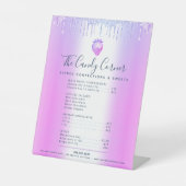 Tropfen mit lila Glitzer Dessert Sweet Menu Preisl Sockelschild (Vorderseite)