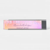 Tropfen mit lila Rosa Schreibtischnamensplakette (Vorderseite )