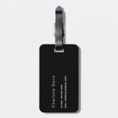 Tropfen mit Monogramm-Namen für Schwarzer Glitzer Gepäckanhänger (Rückseite vertikal)