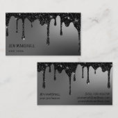 Tropfen mit schwarzem Glitzer auf grau Visitenkarte (Vorne/Hinten)