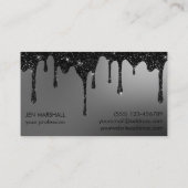 Tropfen mit schwarzem Glitzer auf grau Visitenkarte (Rückseite)