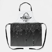 Tropfen mit schwarzem Glitzer Personalisierte Schü Schürze (Vorderseite)