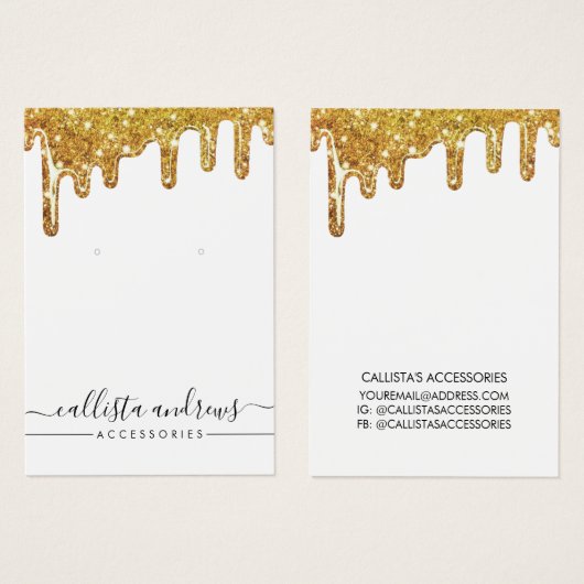 Tropfen mit weißem Gold-Chunky-Glitzer erhalten An (Vorne & Hinten)